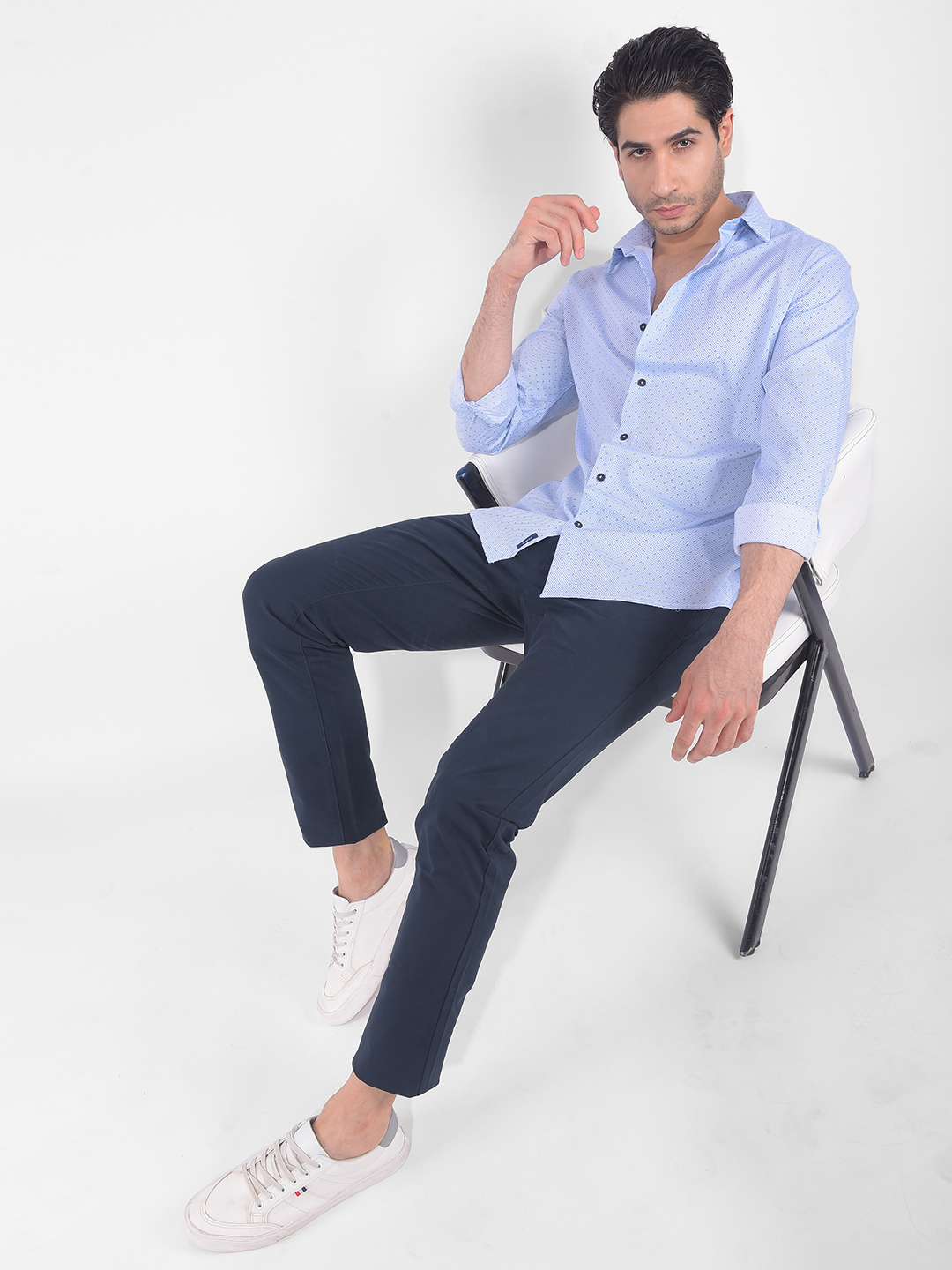 Numero Uno Men Polka Print Blue Shirt